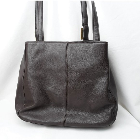 Leather Co Liz Claiborne Grandmacore Shoulder Bag Purse Dark Brown Leather 80s - Picture 3 of 14